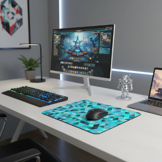 Tapis De Souris Modern Teal Turquoise Geometric Triangles Pattern