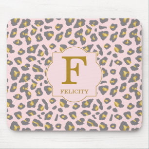 Tapis De Souris Modern Trendy Pink Gold Leopard Pattern Monogram