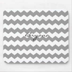 Tapis de souris moderne à motif chevron gris blanc