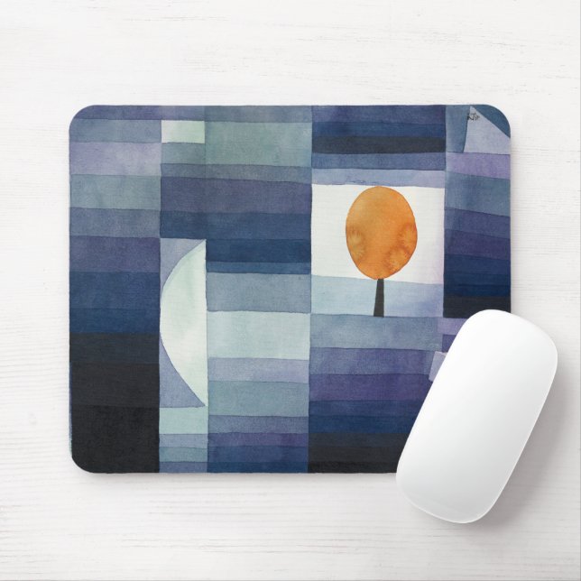 Tapis De Souris Moderne Abstrait Géométrique Bleu Orange Klee (Avec souris)