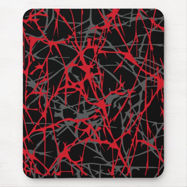 Tapis de souris moderne, abstrait, noir, rouge, gr (Devant)