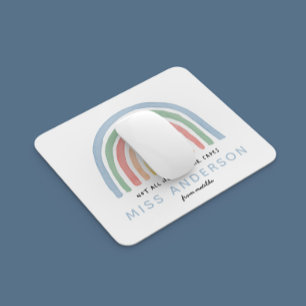 Tapis De Souris Moderne aquarelle arc-en-ciel professeur merci cad