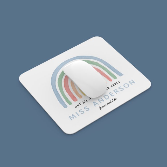 Tapis De Souris Moderne aquarelle arc-en-ciel professeur merci cad (Créateur téléchargé)