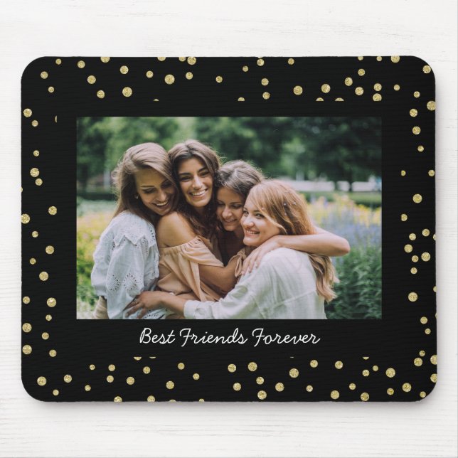 Tapis De Souris Moderne Best Friends BFF Besoins Photo Black Gold  (Devant)