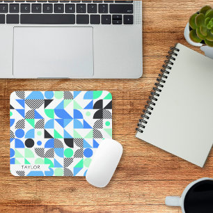 Tapis De Souris Moderne bleu menthe géométrique personnalisé