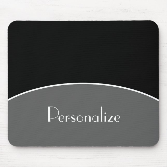 Tapis De Souris Moderne Chic Professionnel Noir avec nom (Devant)