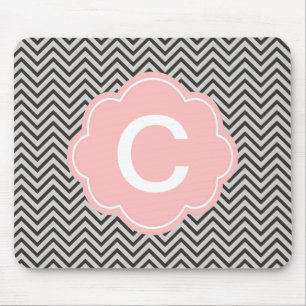 Tapis De Souris Moderne, cool, café foncé et chevron gris