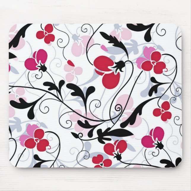 Tapis de souris moderne de conception florale - (Devant)