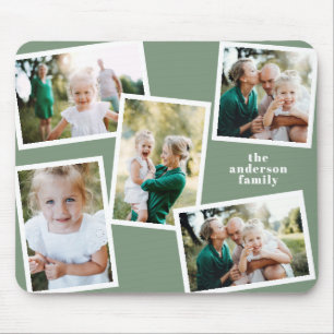 Tapis De Souris Moderne design multi photo famille sage vert