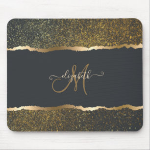Tapis De Souris Moderne Élégant Monogramme au Touché d'Or