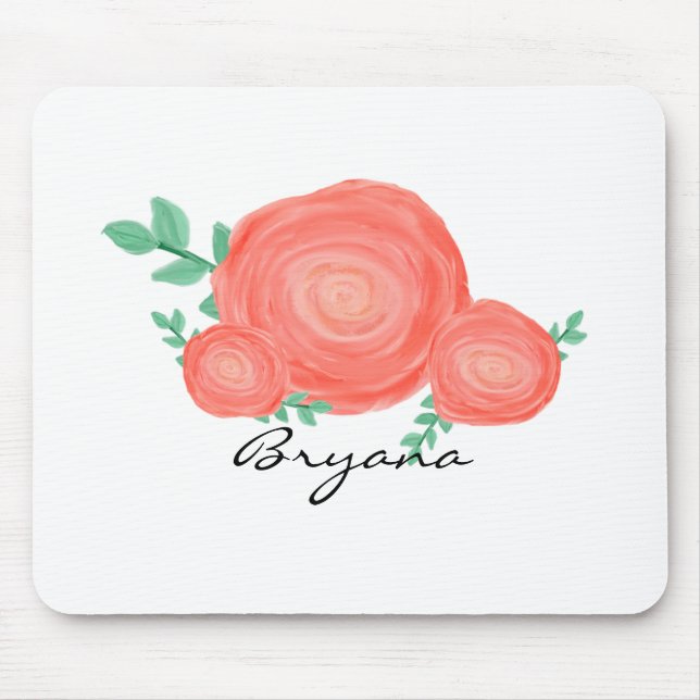 Tapis de souris moderne fleurs florales orange pei (Devant)