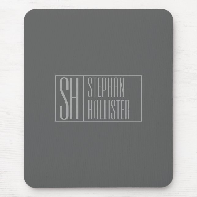 Tapis De Souris Moderne, gris sur gris foncé, logo avec initiales  (Devant)