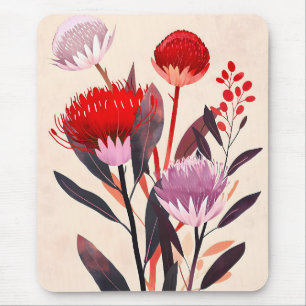 Tapis De Souris Moderne Minimaliste Boho Floral Botanique