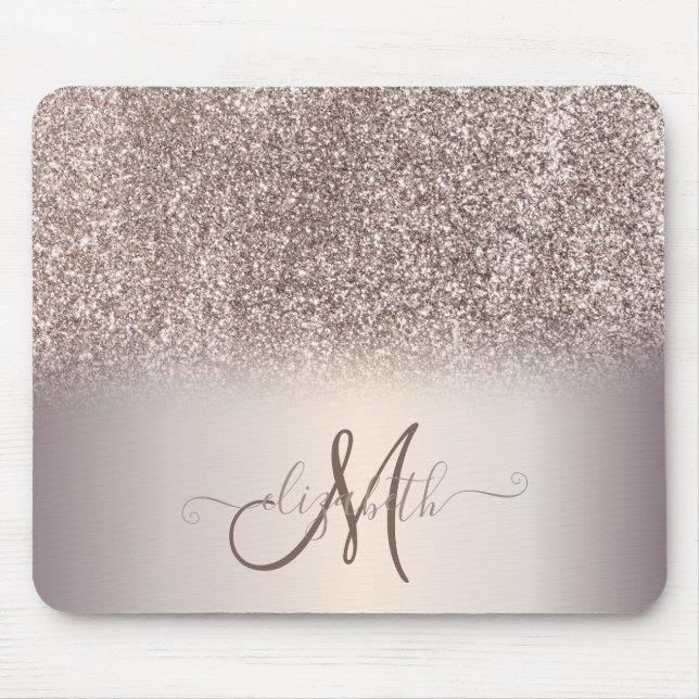 Tapis De Souris Moderne Monogramme Froid avec Ombré Pailleté (Devant)