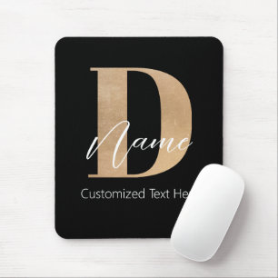 Tapis De Souris Moderne Monogramme Initiale D & Nom Personnalisé