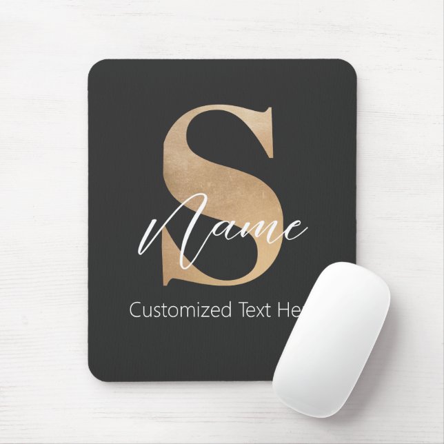 Tapis De Souris Moderne Monogramme Initiale S & Nom Personnalisé (Avec souris)