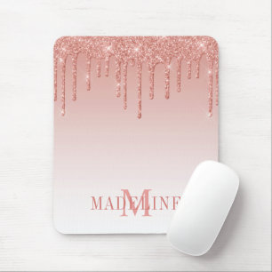 Tapis De Souris Moderne Monogramme Pailleté Rose Gold
