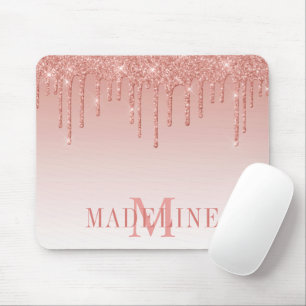 Tapis De Souris Moderne Monogramme Pailleté Rose Gold Chic