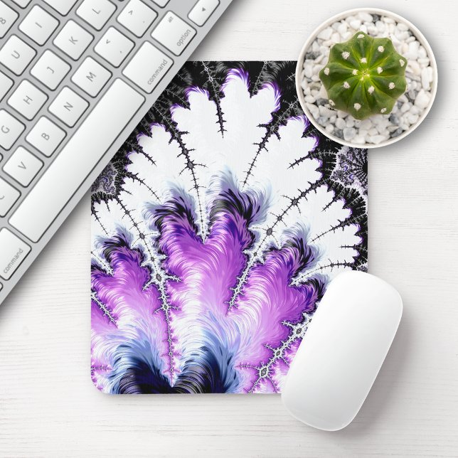 Tapis De Souris Moderne noir blanc violet dégradé Fractal (Créateur téléchargé)