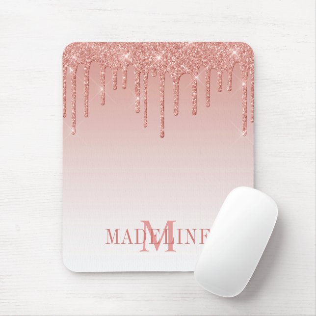 Tapis De Souris Moderne Parties scintillant Monogram Rose Or (Avec souris)