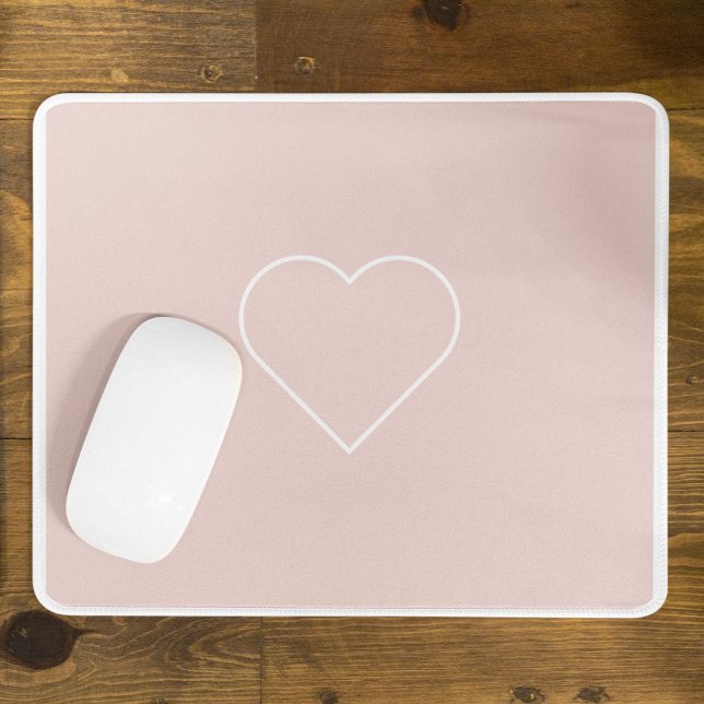 Tapis De Souris Moderne Pastel Rose & Coeur Minimaliste Beau Cadea (Créateur téléchargé)