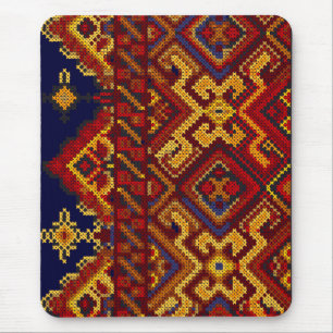 Tapis de souris moderne point de croix rouge jaune