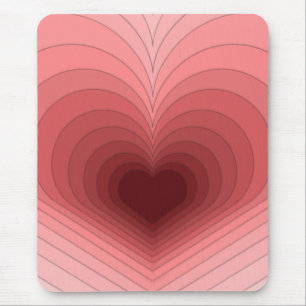 Tapis De Souris Moderne Rétro Funky Rouge Rose Coeur Mousepad