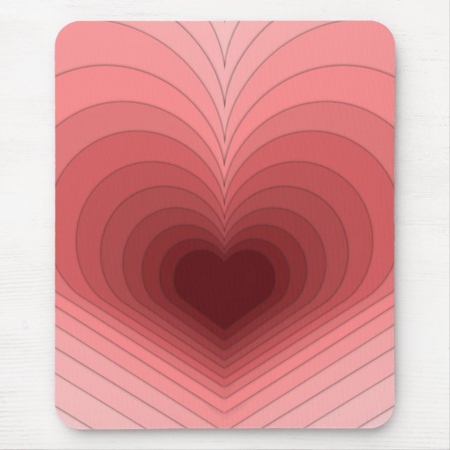 Tapis De Souris Moderne Rétro Funky Rouge Rose Coeur Mousepad (Devant)