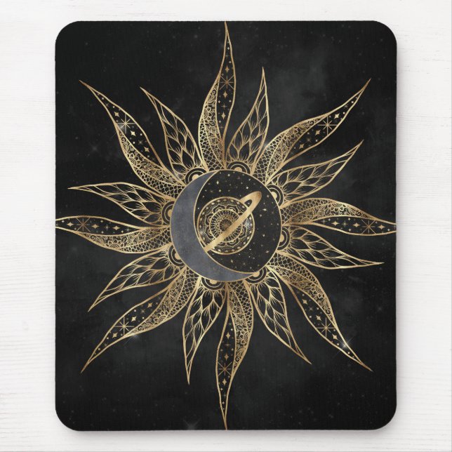 Tapis De Souris Moderne Soleil Lune Planète Universe Mandala (Devant)