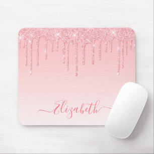 Tapis De Souris Moderne tendance rose blush paillettes écriture st