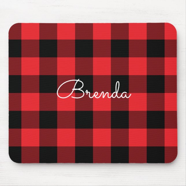 Tapis De Souris Moderne Vérification Red et Black Buffalo (Devant)