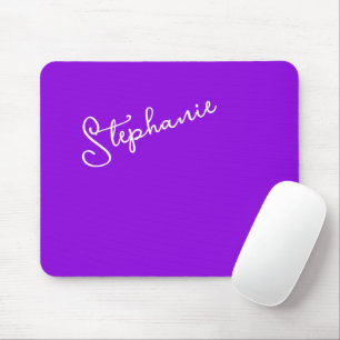 Tapis De Souris Moderne Violet Nom Personnalisé Script Minimaliste