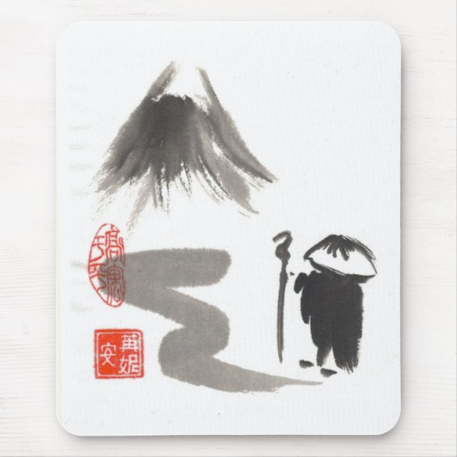 Tapis De Souris Moine de zen sur le voyage (Devant)