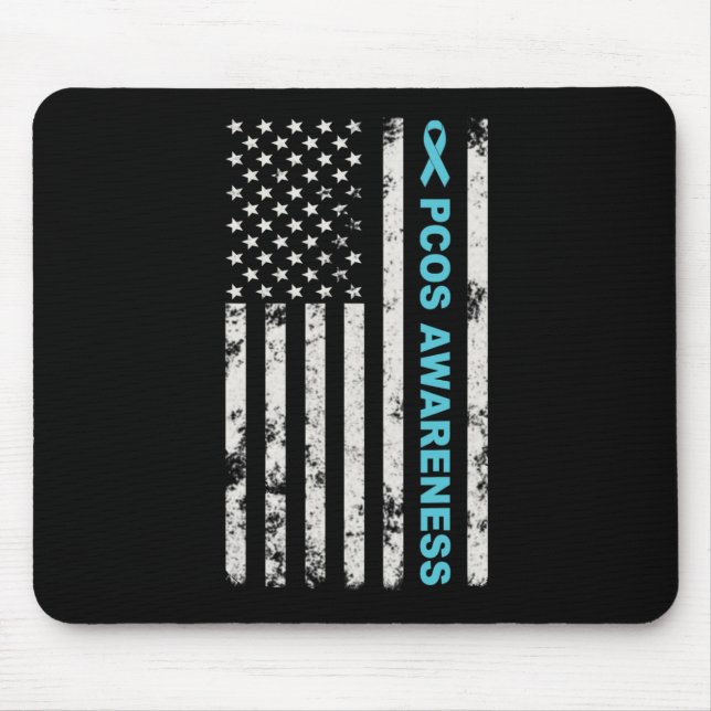 Tapis De Souris Mois de la sensibilisation Ruban sarcelle Drapeau  (Devant)