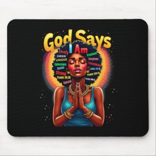 Tapis De Souris Mois de l'histoire noire Dieu dit que je suis June