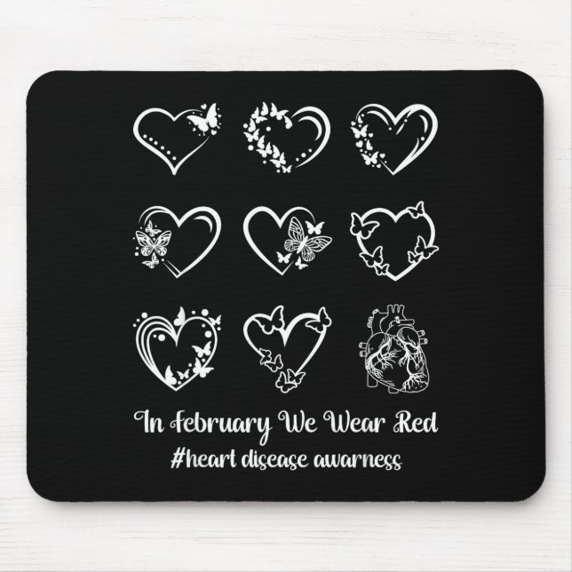 Tapis De Souris Mois de sensibilisation à la maladie cardiaque Chd (Devant)