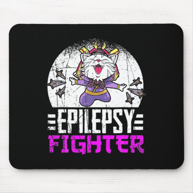 Tapis De Souris Mois de sensibilisation à l'épilepsie Ninja Chat E (Devant)