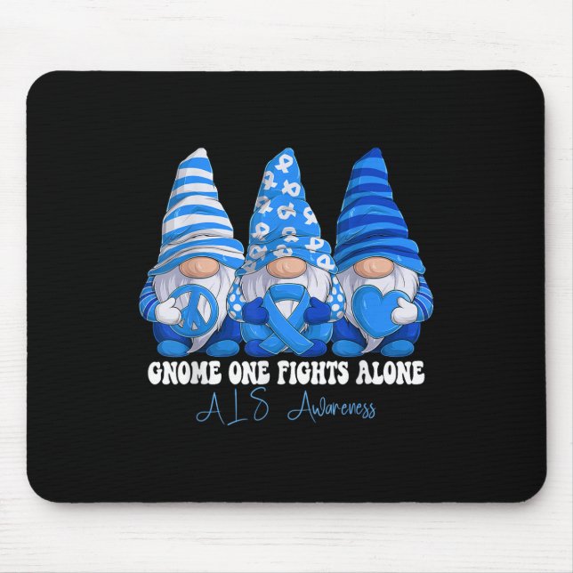 Tapis De Souris Mois de sensibilisation Als Bleu Ruban Gnomes Sout (Devant)