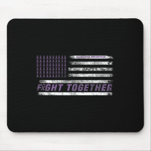 Tapis De Souris Mois de sensibilisation I End Purple Ribbon Elepha