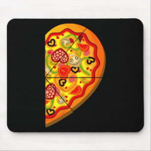 Tapis De Souris Moitié Pizza Coeurs mignons Forme Correspondant Co