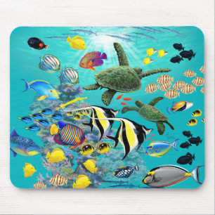 Tapis De Souris Molokini Cove Hawaiian Tropical Fish Sea Turtle