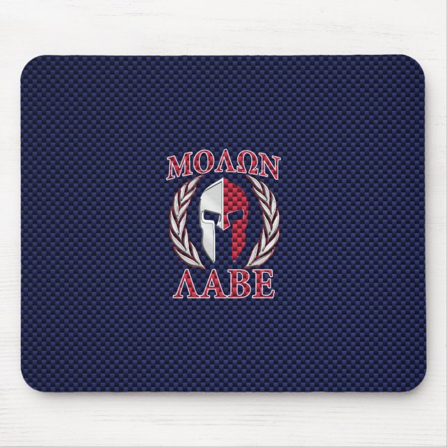 Tapis De Souris Molon Labe Guerrier Masque bleu fibre de carbone I (Devant)