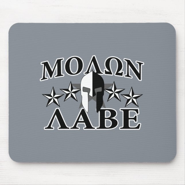 Tapis De Souris Molon Labe Spartan Warrior 5 étoiles Noir Blanc (Devant)