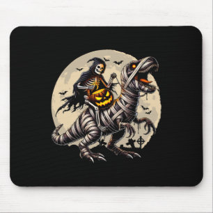 Tapis De Souris Momie à cheval sur un squelette Dinosaure T Rex Ci