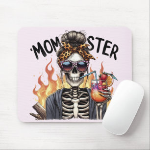 Tapis De Souris Momster - Une maman squelette en feu boit Sangria