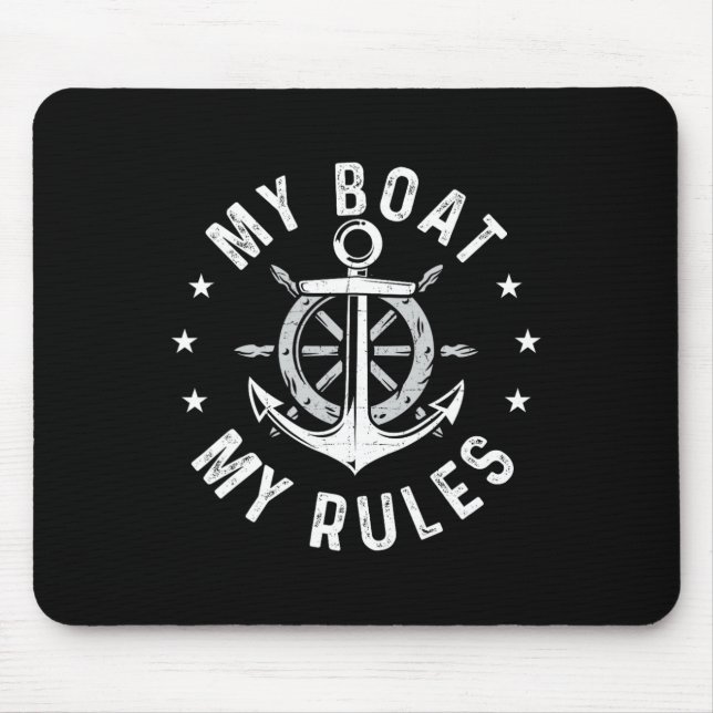 Tapis De Souris Mon bateau mes règles - Bateau de voile capitaine  (Devant)