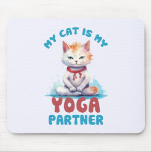 Tapis De Souris Mon Chat Est Mon Partenaire De Yoga - Adorable Méd