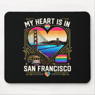 Tapis De Souris Mon cœur est à San Francisco Souvenir Golden Gate 