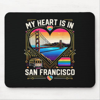 Tapis De Souris Mon cœur est à San Francisco Souvenir Golden Gate
