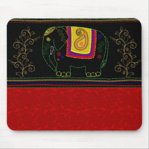 Tapis De Souris Mon éléphant d'Asie - rouge indien